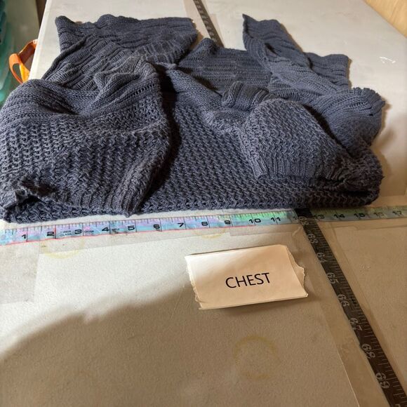 Cabi Drape Open Front Knit Short Sleeve Asymmetric Hem Boho Cardigan Gray Medium - Picture 4 of 12